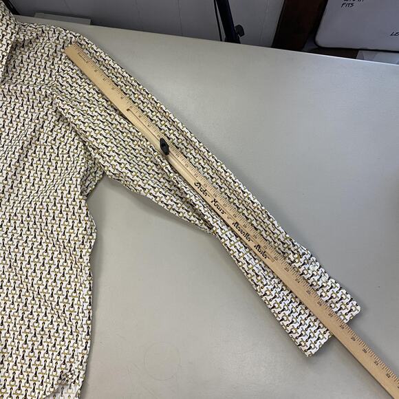 Lands End Top Womens 22W White Yellow Equestrian Horse Bit Career Button Up - Picture 8 of 13